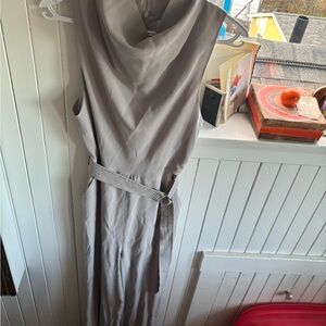 Gray Sleeveless Jumpsuit with Belt